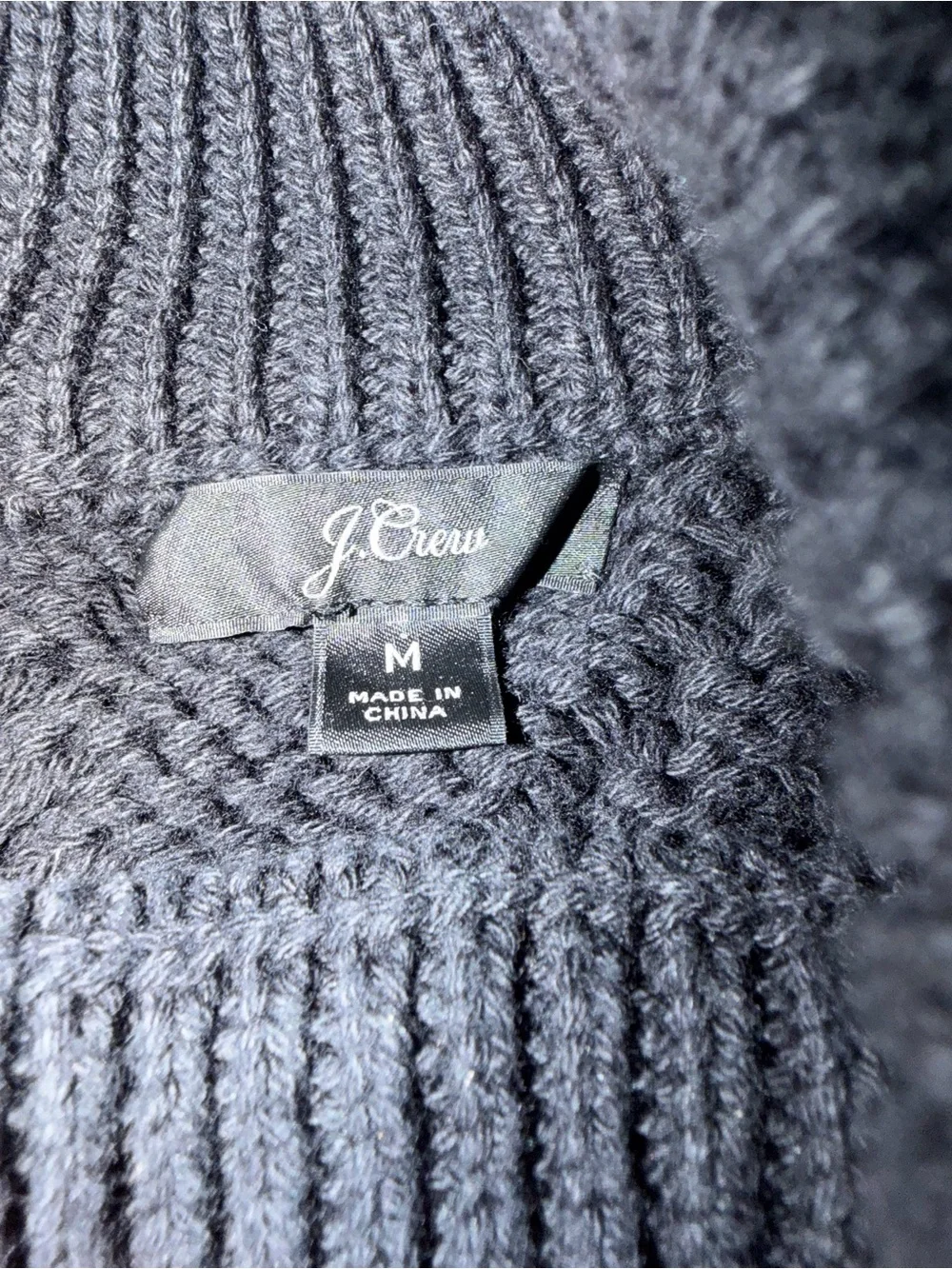 J. Crew Black Cable-Knit Crewneck Sweater